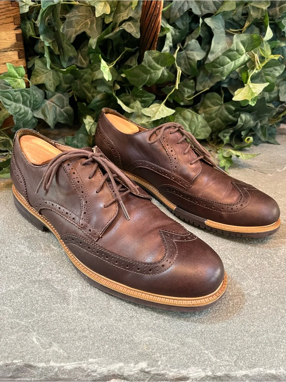 Cole Haan Grand OS Men's Brown Leather Wingtip Oxfords Brogues C21824 Size 10M